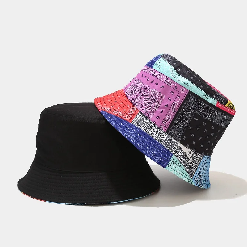 2022 New Fashion Fisherman Hat Summer Sun Protection Paisley Design Double-sided Bucket Hat Basin Women Sun Hat Man Panama