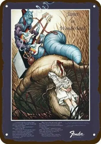 1p، 1975 ستراتوكاستر جيتار جانيت في بلاد العجائب علامة معدنية ذات حافة عتيقة