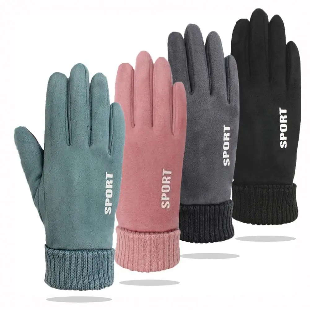 

Women Winter Gloves 1 Pair Trendy Full Fingers Knitted Fabric Rough Palm Ladies Gloves for Female