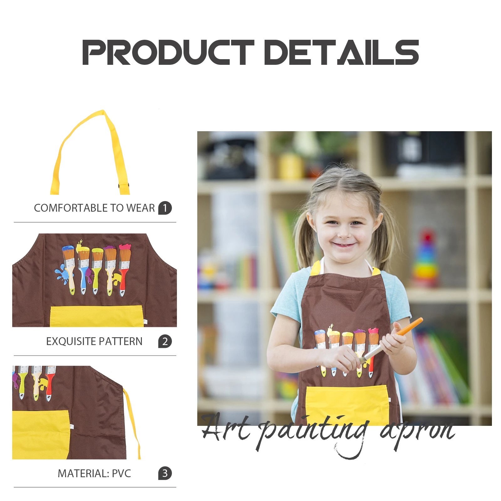 

2Pcs Waterproof Painting Apron for Kids Children Artist Cartoon Overalls Reusable Toddler Cooking BBQ Art Craft Smock