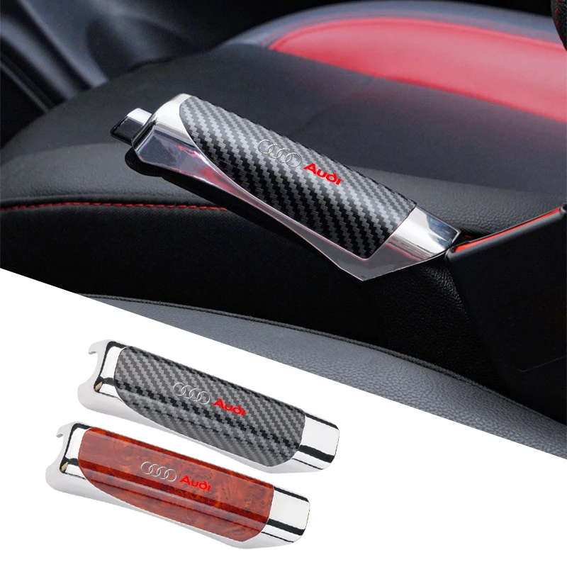 Car Hand Brake Cover Handbrake Grips Protection Cover Carbon Fiber For Audi A4 b6 b7 A4L A3 A8 Q3 Q5 Q7 Q5L A7L RS4 Accessories