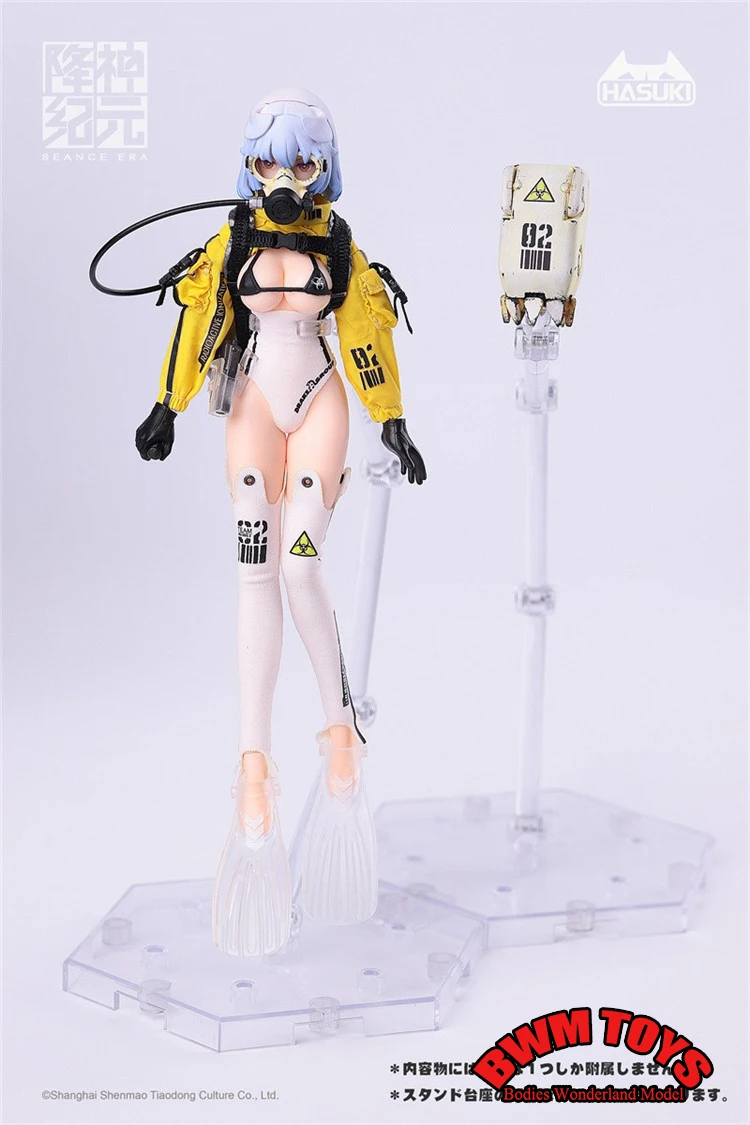 HASUpastel-SE002 Deep Sea Diving Girl Craken Action Figure, 6 ", Collecemballages Scale, Special Squid Shaped Backpack, En stock, Échelle 1/12