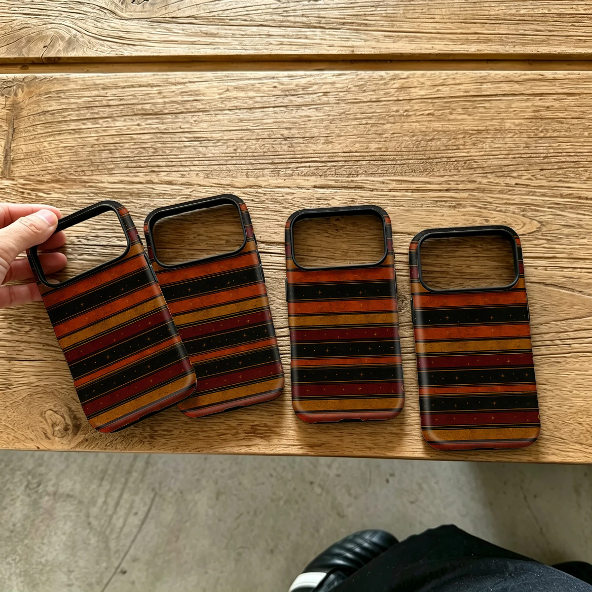 Autumn Stripes Moon Stars Hard Shock-Absorption Phone Case For Samsung Galaxy S26 S25 Ultra S24 S23 Plus 2-in-1 Protective Cover