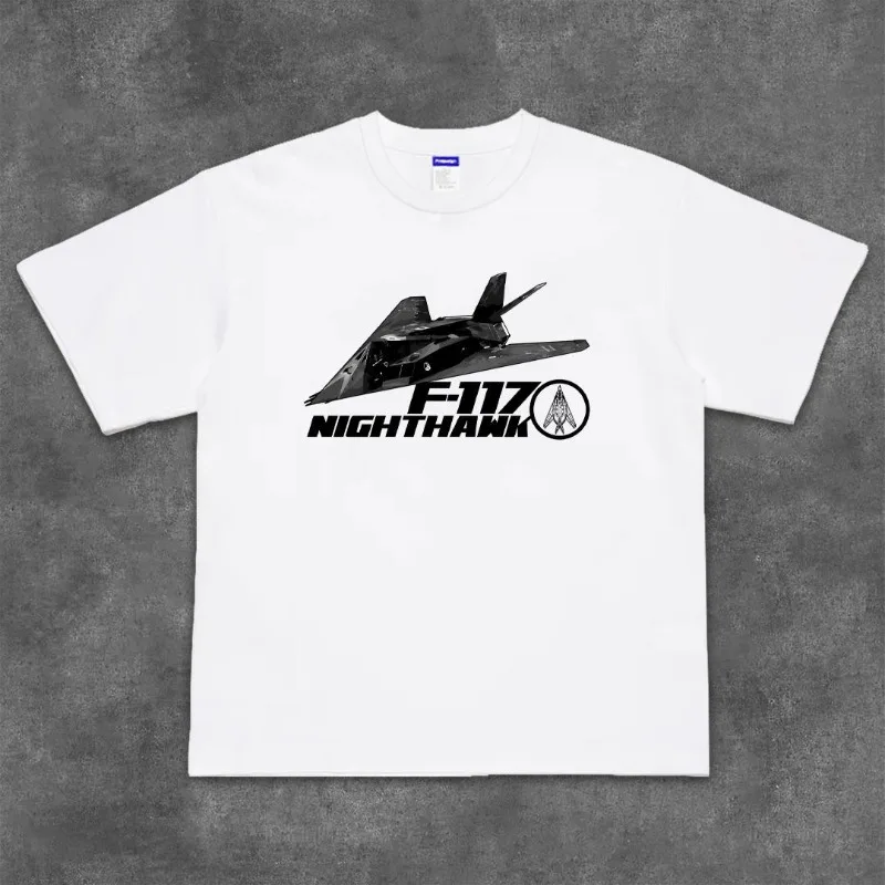 

Trend Choice HOOK ON YOU Short Sleeve T-Shirt F-117 Nighthawk Fighter Printed Cotton Crew Neck Half Sleeve Top Tee