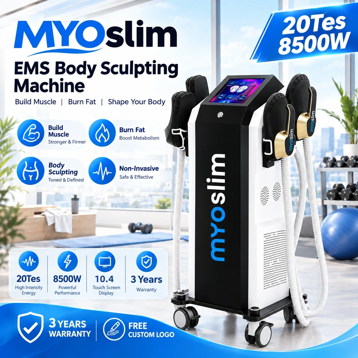 MYOslim EMS Body Sculpting Machine 20Tes 8500W Muscle Building Fitness Equipment for Beauty Salon Gym Spa Body Shaping Center
