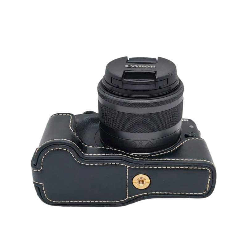 Retro M3 Camera Case PU Leather Half Body Skin Cover For Canon EOS M3