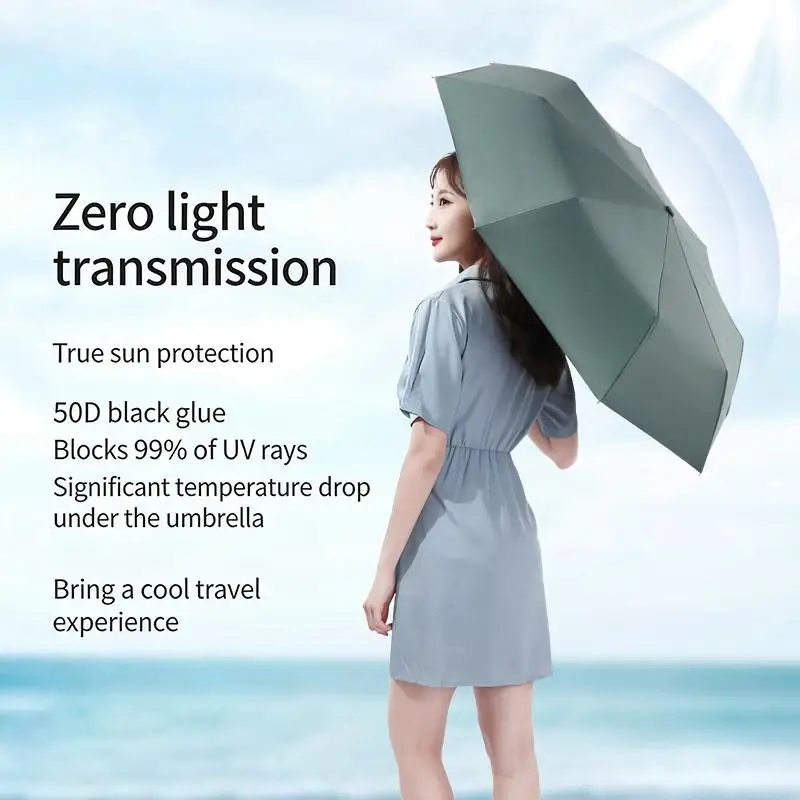 UV Protection 3-Fold Automatic Umbrella Windproof Folding Travel Rain Sun Umbrella▪
