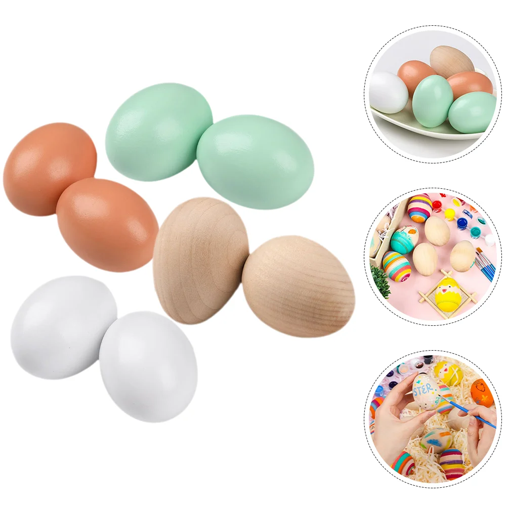 Unfinished Craft Eggs Decorations for Desktop Household Wooden DIY Crafts Child