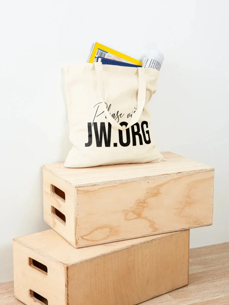 Please visit JW.ORG  Tote Bag  Reuseable Canvas Fashion Shopping Grocery School Femal Gril Women Personal