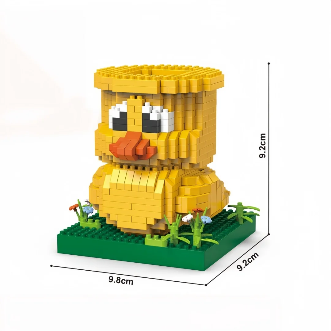 KNEW BUILT Enten-Kapibara-Stiftehalter aus Mikro-Bausteinen – Niedlicher DIY-Schreibtisch-Organizer, lustiges Spielzeug für Schüler, Geburtstagsgeschenk für Kinder – Detail 3