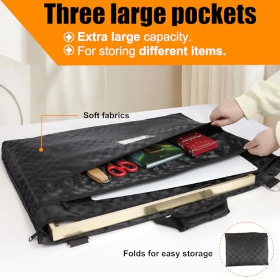 حقيبة تنظيم محفظة قماشية فنية مقاس 24 36 بوصة مع حزام كتف قابل للفصل لحماية ونقل العمل الفني