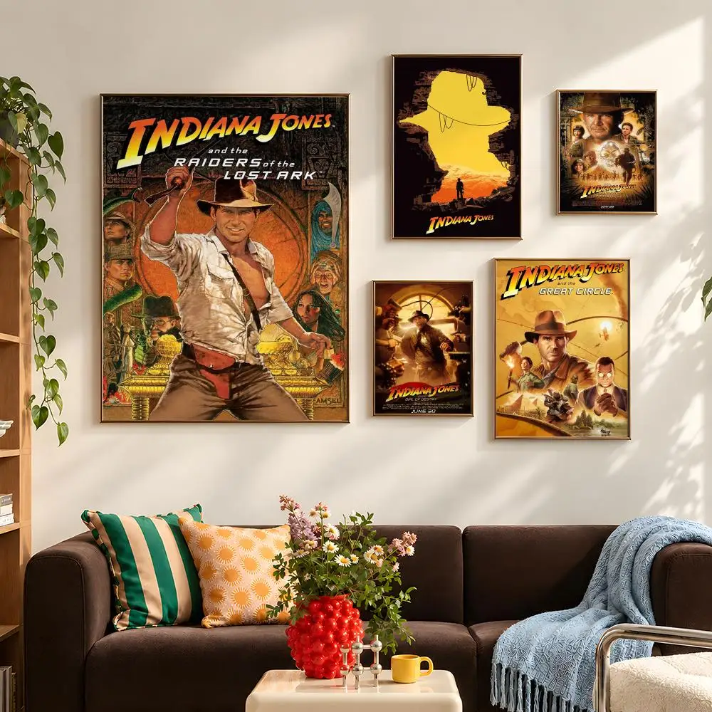 Movie Indiana Jones Indy Poster Self Adhesive PP Wall Art HD Gaming Room Bedroom Living Room Decor Apartment Gift