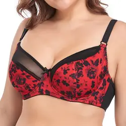 Beauwear Breathable Mesh Comfort Underwear Plus Size Bras for Women Ink Floral Lingerie