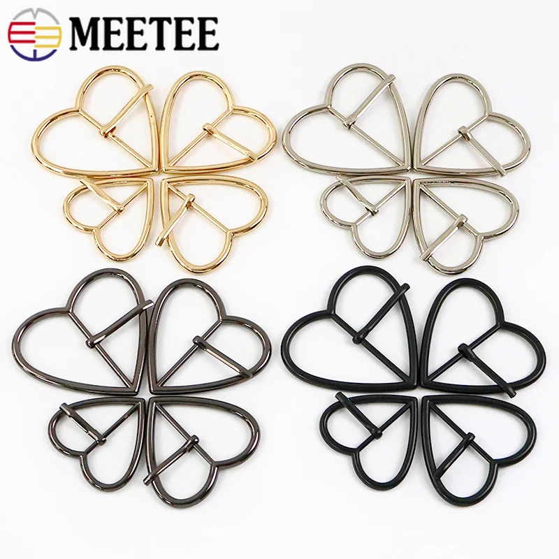

5/10Pcs Belt Metal Buckles 20-40mm Heart Webbing Strap Adjuster Shoe Pin Clasp Dog Harness Slider Ring Hook Craft Hardware