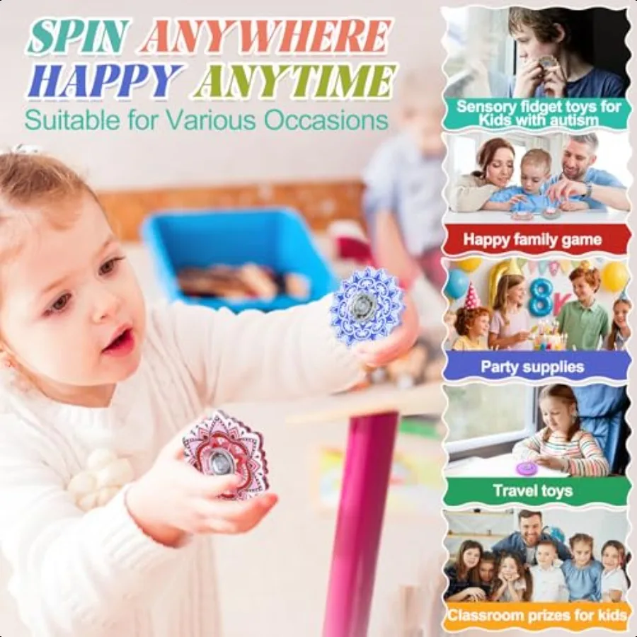 50 Pack Fidget Spinner for Mini Sensory Fidget Toys Adults 4812 with Autism ADHD Anxiety Toys Str Relief Teen Boy Bulk Gifts Pa