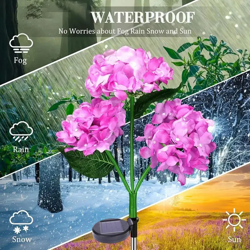 Solar Hydrangea Flower Lamp, Solar Led Light, Outdoor Garden Lawn Lamp, Courtyard Garden Lawn Fence, Passage, Villa Decoration