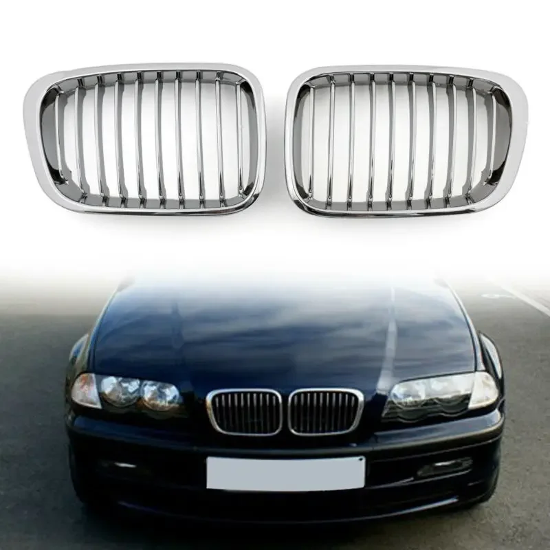 

X-T Car Front Fence Grill Grille Chrome for BMW E46 4 Doors 1998-2001 3 Series