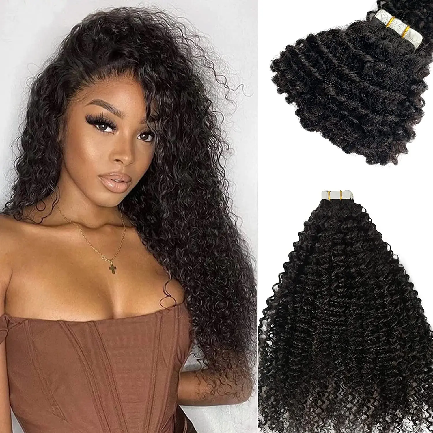 

Tape in Extensions for Black Women Black Afro Tape in Hair Extensions Real Human Hair Kinky Curly Tape Ins Human Hair Extensions