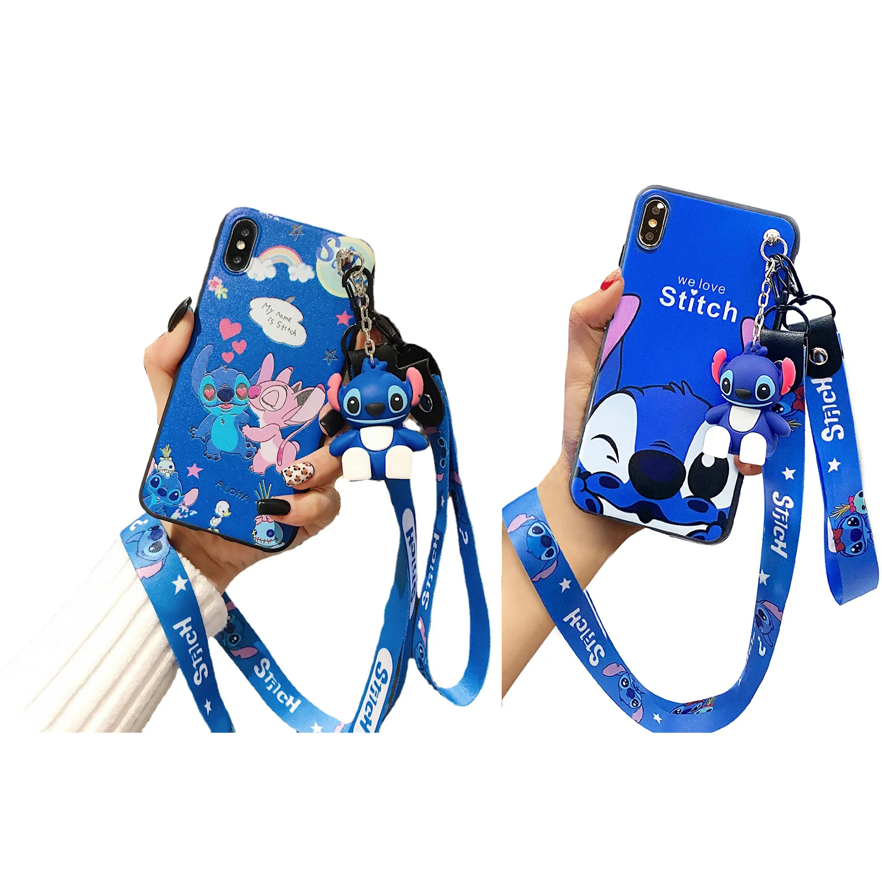 For Huawei P20 P30 P40 lite Pro Y9 Y9 Prime Mate 10 20 lite Stitch Phone Case With Stand Holder Strap Rope