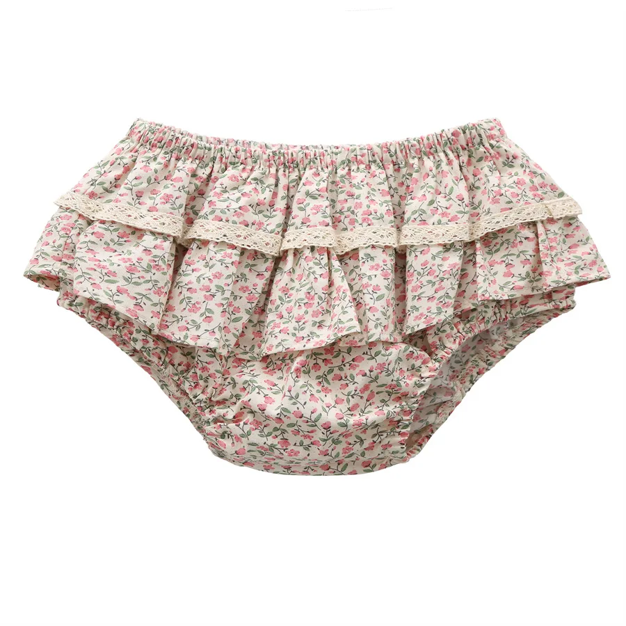 Baby Girls Floral Ruffles Lace Skirt Shorts Kids Summer Pettiskirt Toddler Dancing Wedding Clothing Tutu Skirt Infant Bloomer