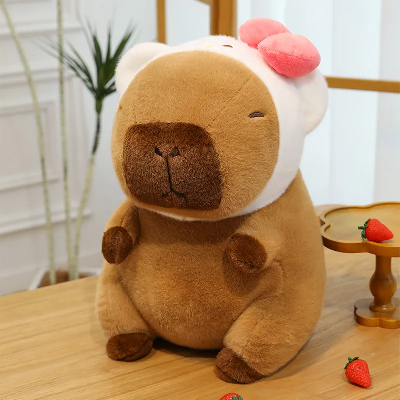 Kawaii Capybara Plush Toy Capybara Stuffed Doll with Hooded Costume Cute Plushie for Kids Birthday Xmas Gift for Girls