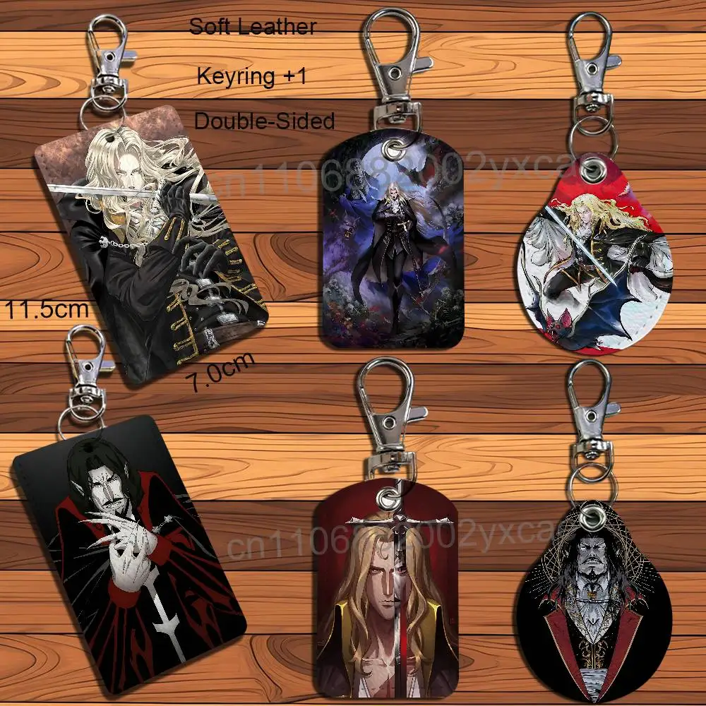 

game Dracula Alucard Castlevania Card Holder With Keychain Executive Protection For Bank Credit Subway Bus Case