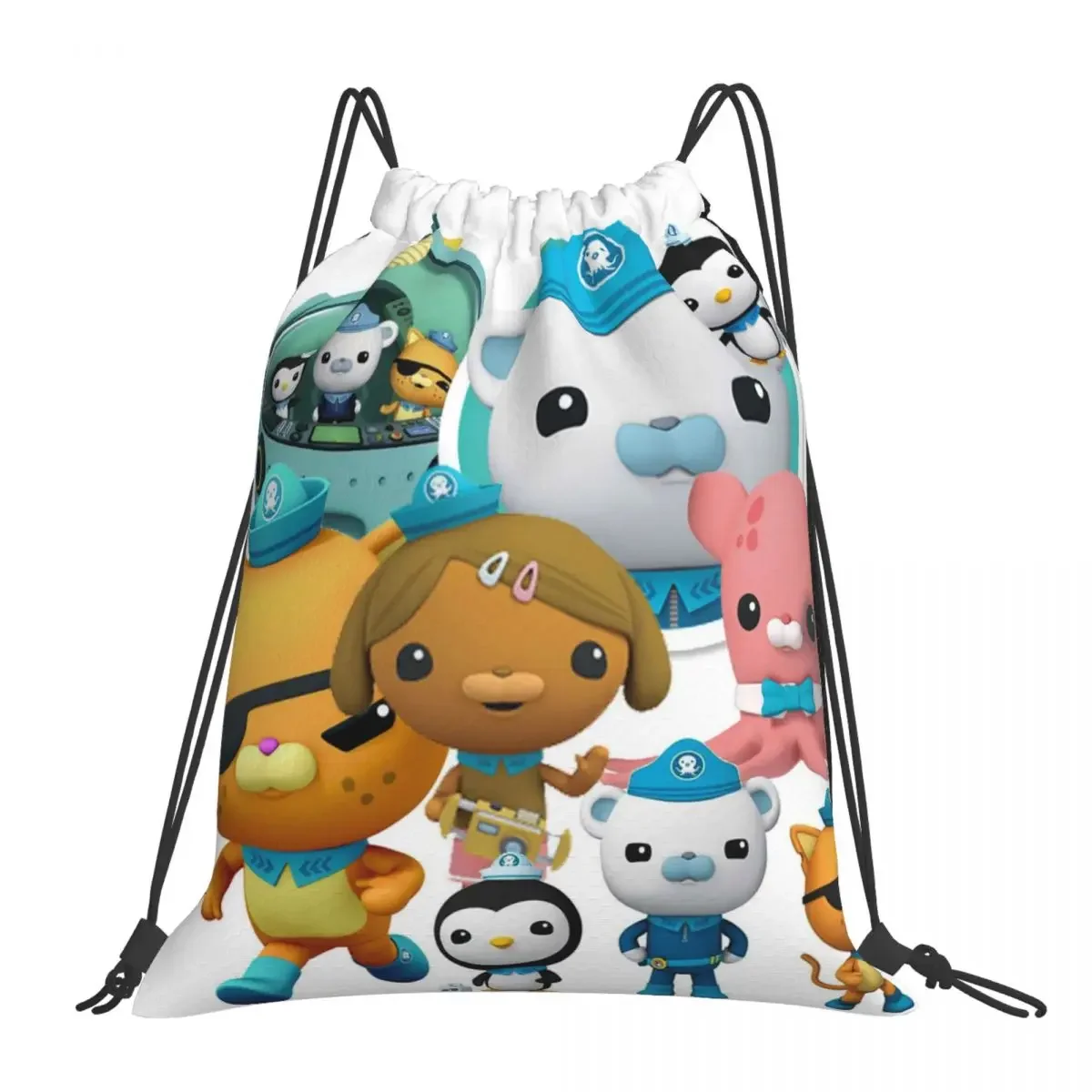 Kid Kwazii The Octonauts Backpacks Casual Portable Drawstring Bags Drawstring Bundle Pocket Sundries Bag BookBag For Travel