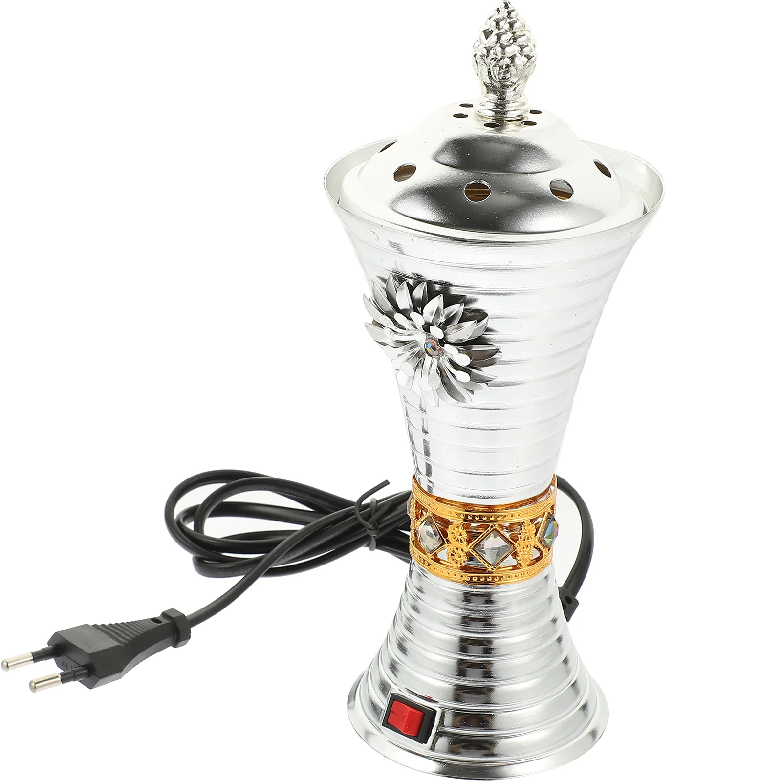 

Electric Incense Silver Desktop Pot Reusable in Holder Home Office Reusable Incense Burner Decor