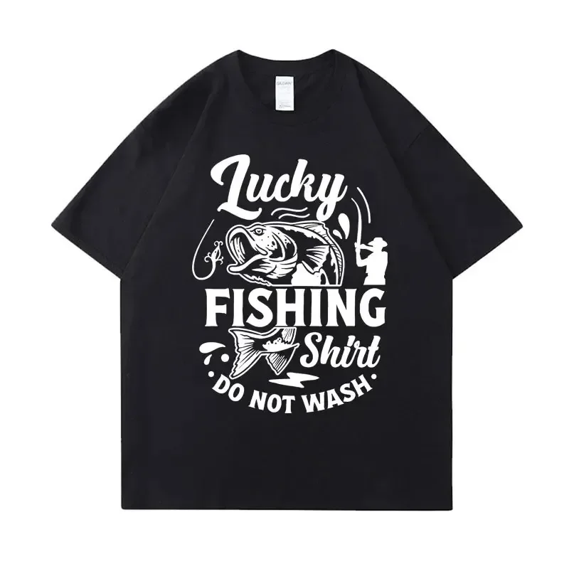 Camiseta divertida Unisex de algodón para hombre, camisa informal de gran tamaño, compra A un hombre, come pescado, el día, enseña A pescar, para toda la vida