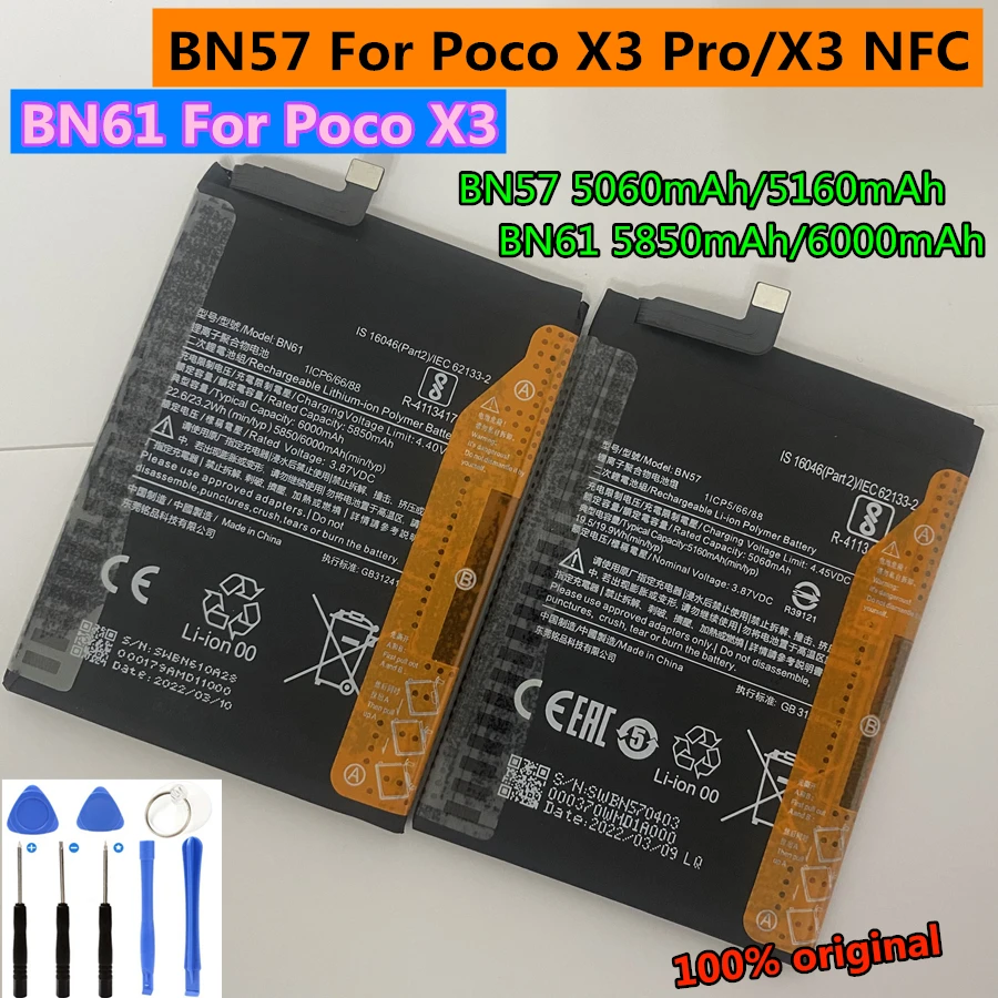 High Quality BN53 BN57 BN5A BN61 BN62 BN63 Battery for Xiaomi Poco X3 NFC M3 M2 Redmi Note 9 9T 10T 10 Prime Pro Global 4G 5G