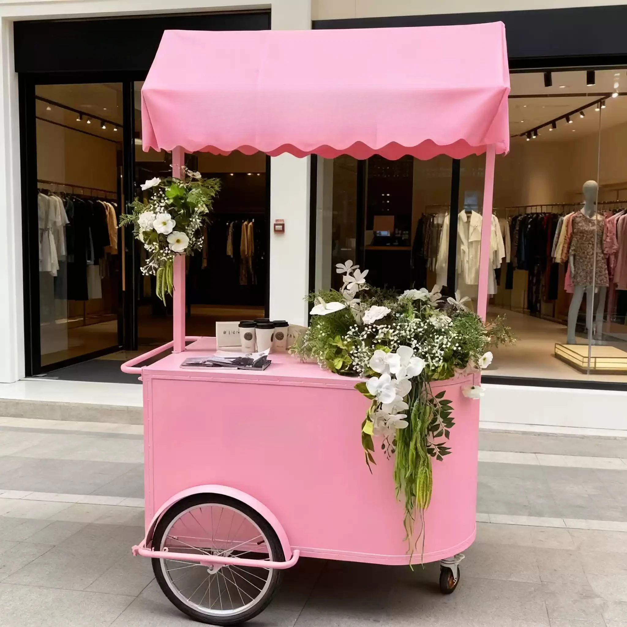 1pcs  140*70*200cm Night Mobile Commercial Square Market Stall Cart Outdoor Snack Cart Display Rack Mobile Stand