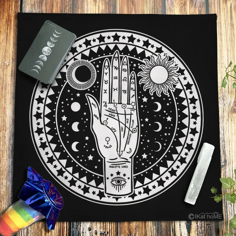 Hamsa Hand Tarot Tablecloth Sun Moon Star Velvet Altar Cloth Divination Board Game Fortune Astrology Oracle Card Pad Drop Ship