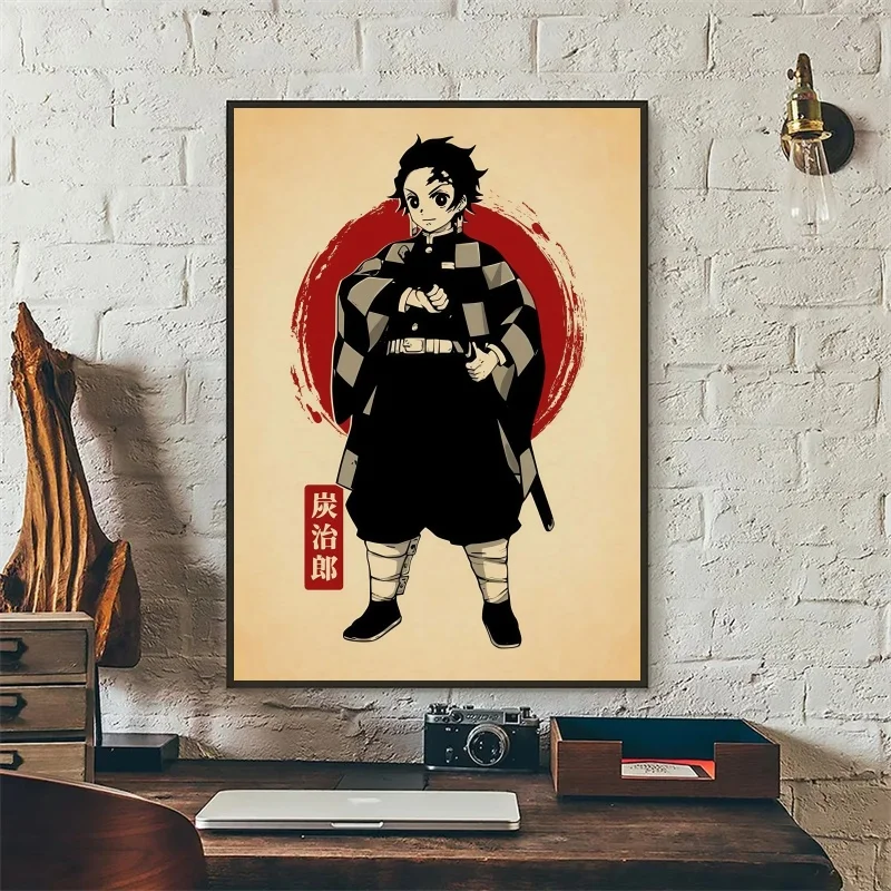 Anime Figur Dämon Slayer Stil Nezuko und Tanjiro Kunst Bild HD Poster Wohnzimmer Schlafzimmer Bar Ästhetische Zimmer Dekoration