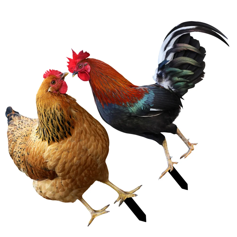 

1 Set Of Acrylic Chicken Yard Art Decorative Stakes Realistic Garden Hen Insert Lawn Animal Ornament Outdoor Yard Decoration