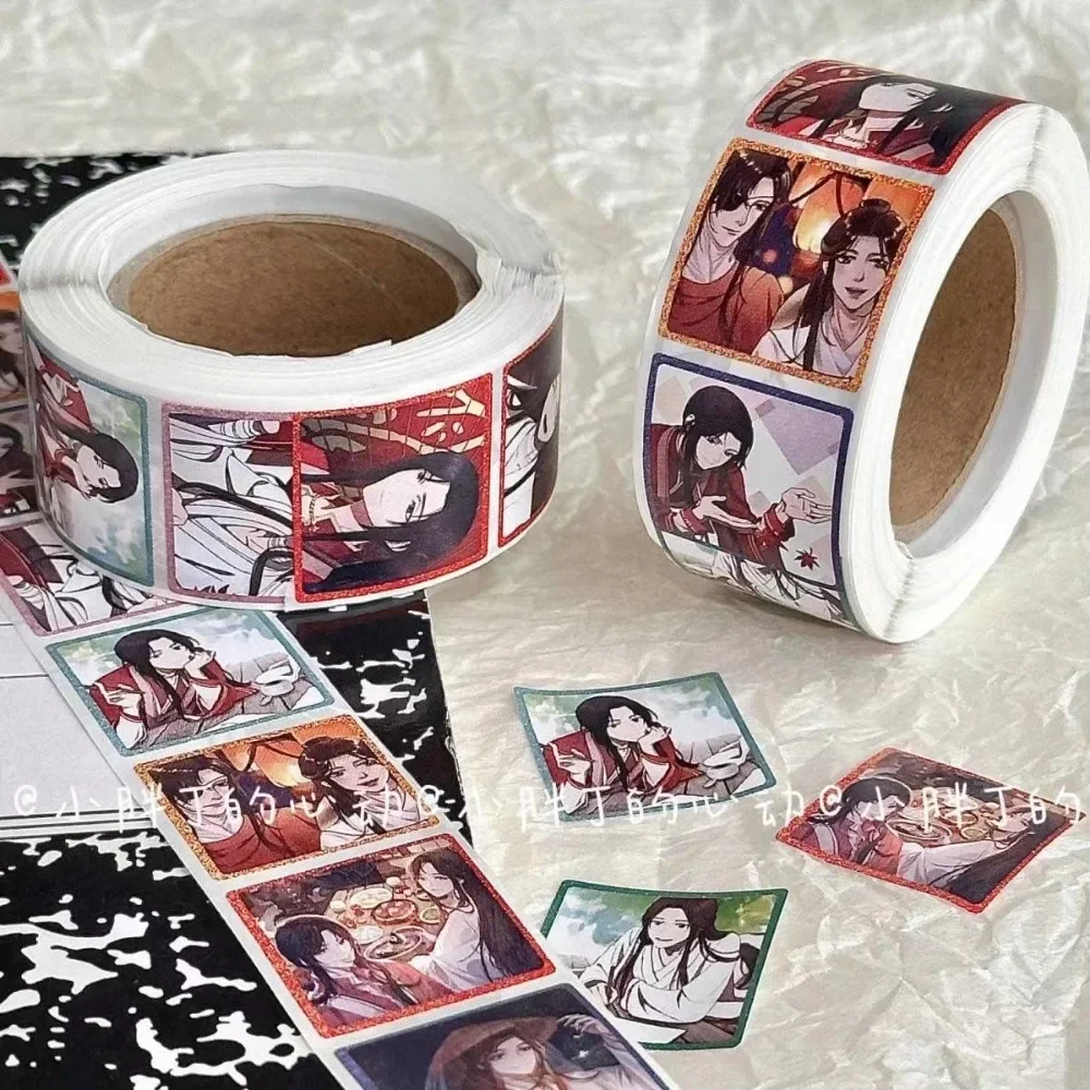 500Pcs/roll Cartoon Anime Decorative Sticker Tian Guan Ci Fu Hua Cheng Xie Lian Diary Label Stickers