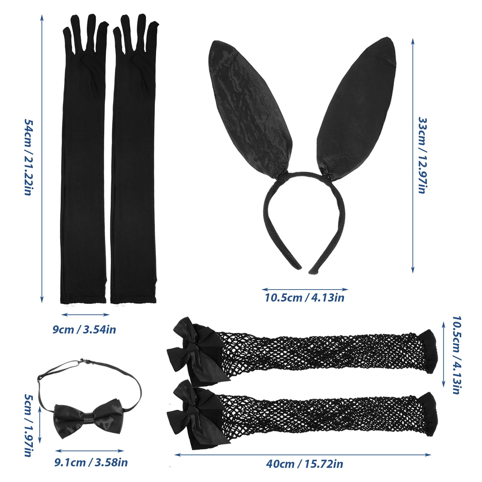 토끼 코스튬 귀 머리띠 장갑 나비넥타이 토끼 코스프레 파티 소품 부활절 할로윈 토끼 코스튬 액세서리 1세트