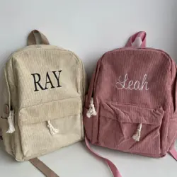 Custom Women Backpack Corduroy Design School Backpacks For Teenage Girls School Bag Striped Rucksack Travel Bags Soulder Bag