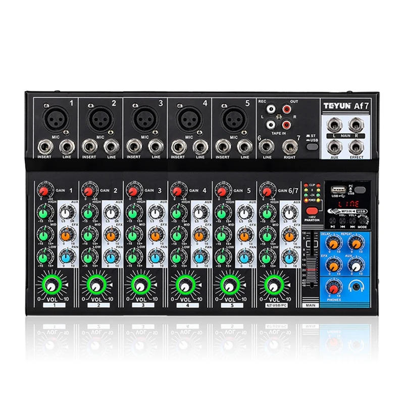 

TEYUN AF7 Mixer Analog Mixer Merged Digital Sound Card 7 Channels Personalized Function Settings Analog Mixing Console