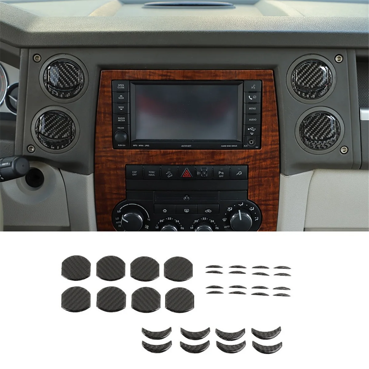 For Jeep Commander 2006-2010 Carbon Fiber Car Center Console Air Conditioning Vent Cover Trim Sticker Accessories