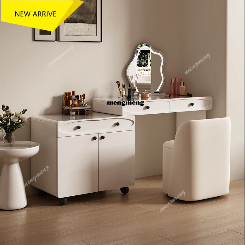 M138 Tocador Moderno y Elegante con Espejo, Tocador de Lujo Sencillo con Silla, Tocador Nórdico para Dormitorio