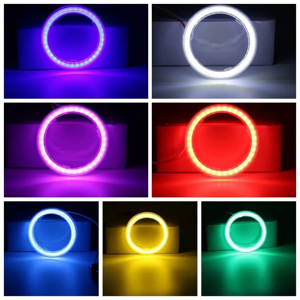 2 Stück 70mm/2,76 Zoll Auto-Dekorationslichter COB Angel Eyes Halo-Ringe für LED-Auto, Motorrad, Roller 12V mit Abdeckung – Detail 6