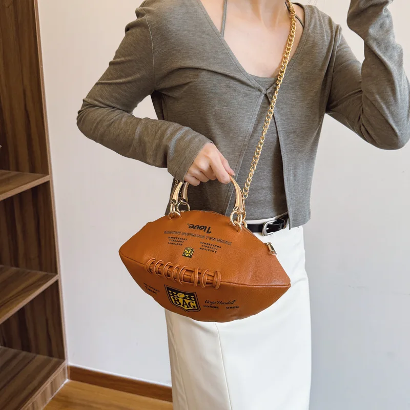 حقيبة الرجبي المخصصة للنساء 2025 حقيبة كتف عصرية جديدة حقيبة كروس مضحكة حقيبة يد مستديرة صغيرة #3