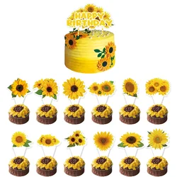 Sunflower Theme Party Cake Decorations, Sunflower Cake Inserts, Happy Birthday Toppers