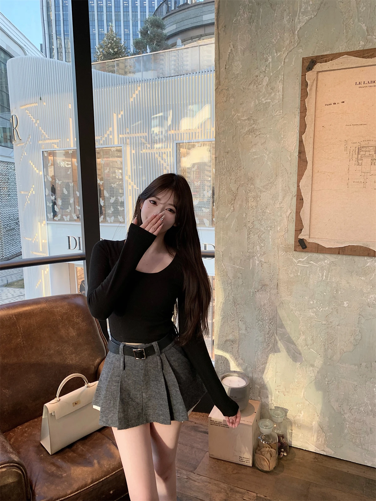 

Шерстяная юбка Kikimy, удлиненная, осенне-зимняя, модная, премиум-класса, из других материалов, для женщин