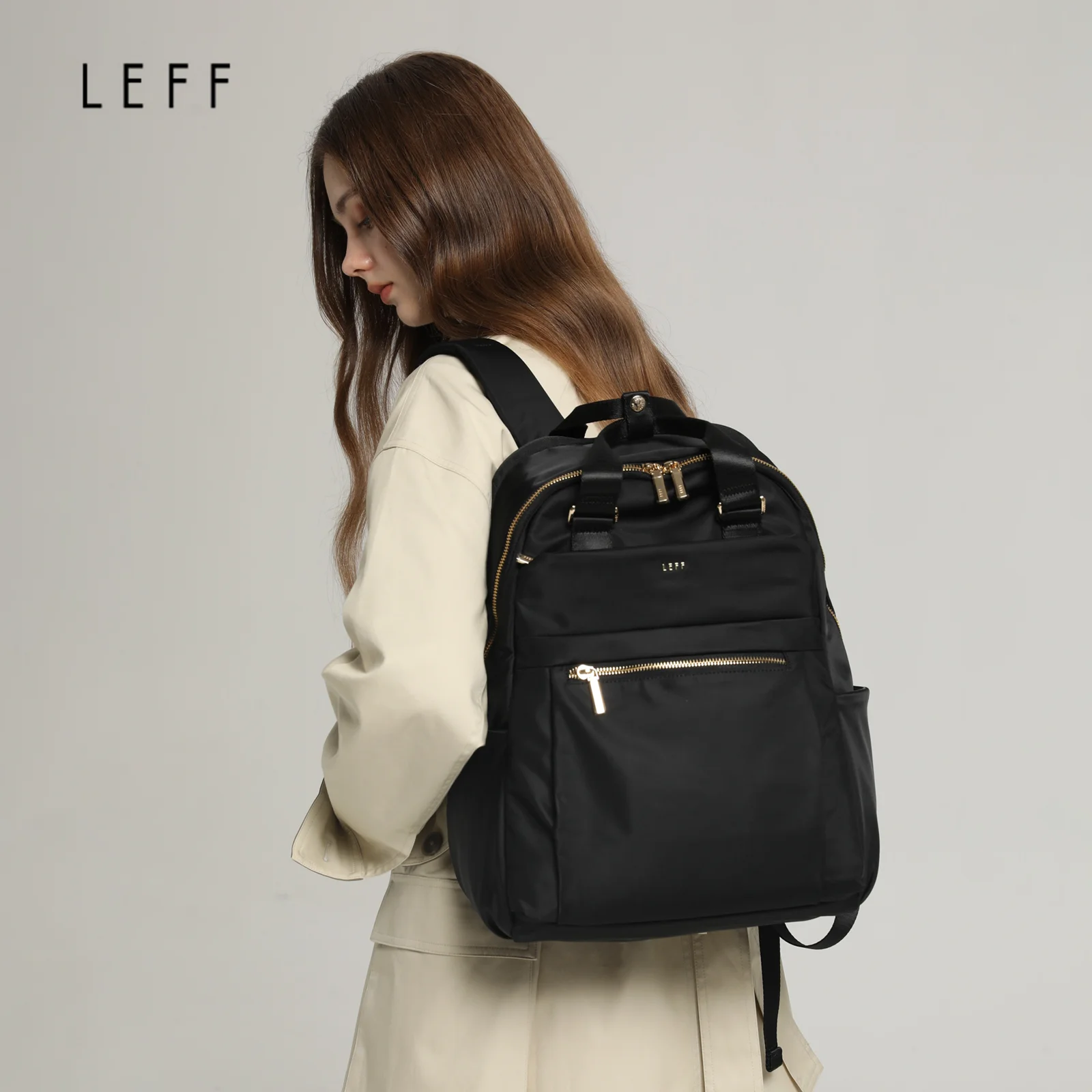 

LEFF High End Feel Women Backpack Large Capacity Outdoor Travel Commuting Backpacks High Quality Female Bags Solid Color Unisex
