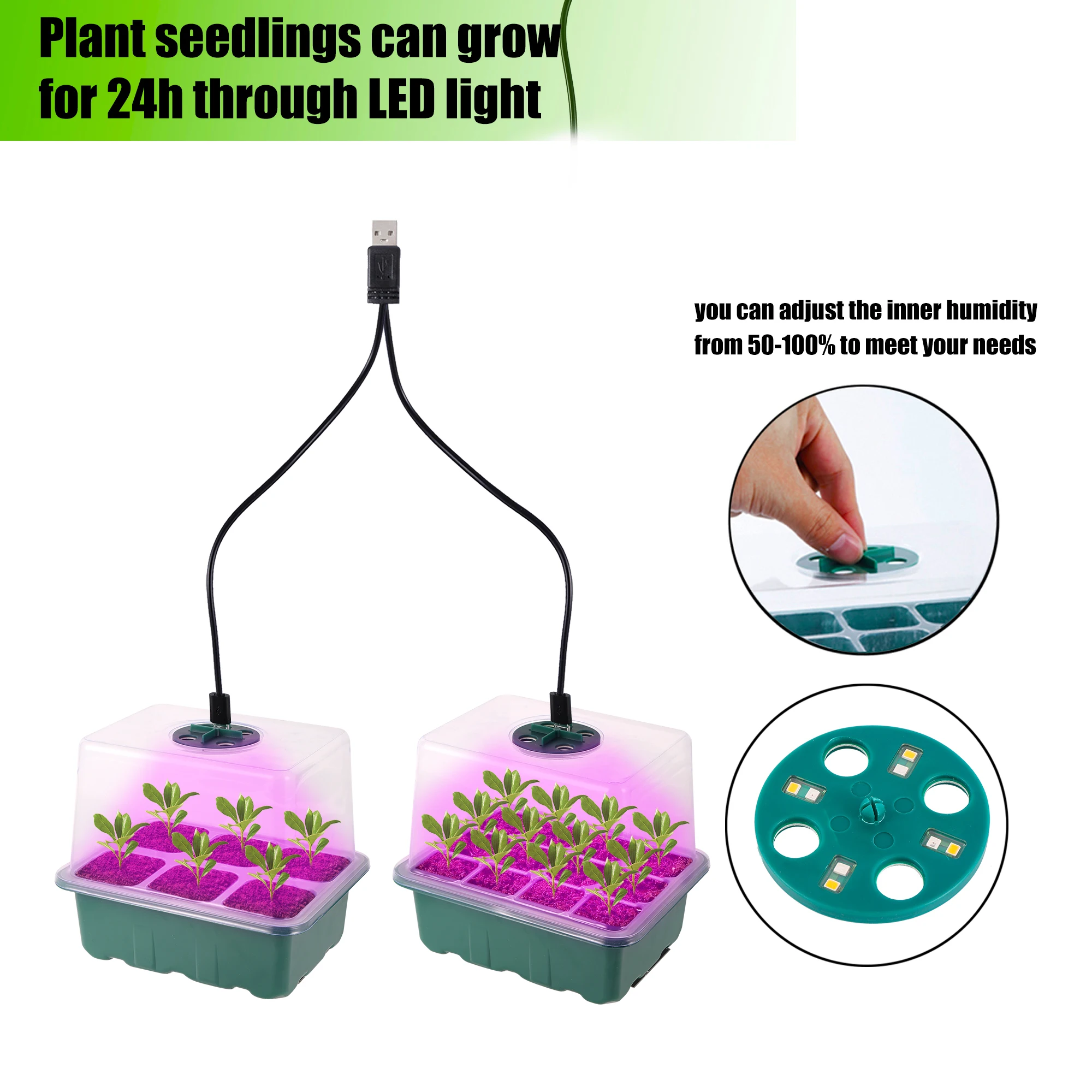 Grow Light For Seed Starter,Greenhouse Germination Led Plant Light,Suitable For Seeding Starter Kit With Dome For Plants Tools