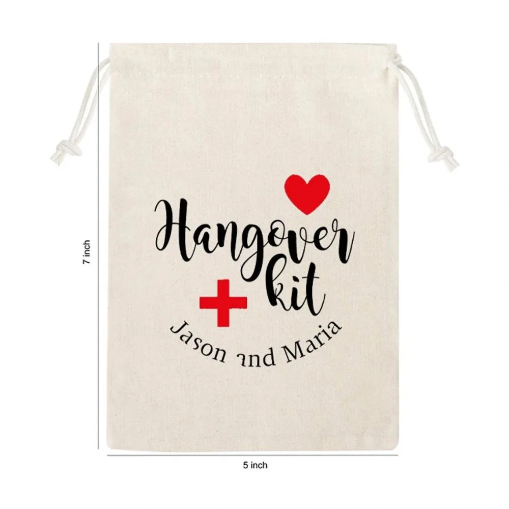 20 pcs Custom Hangover kit Bag,Drawstring Bag Bachelorette Party Favor,Survival Kit Birthday Favor Custom Hangovers Last a Day