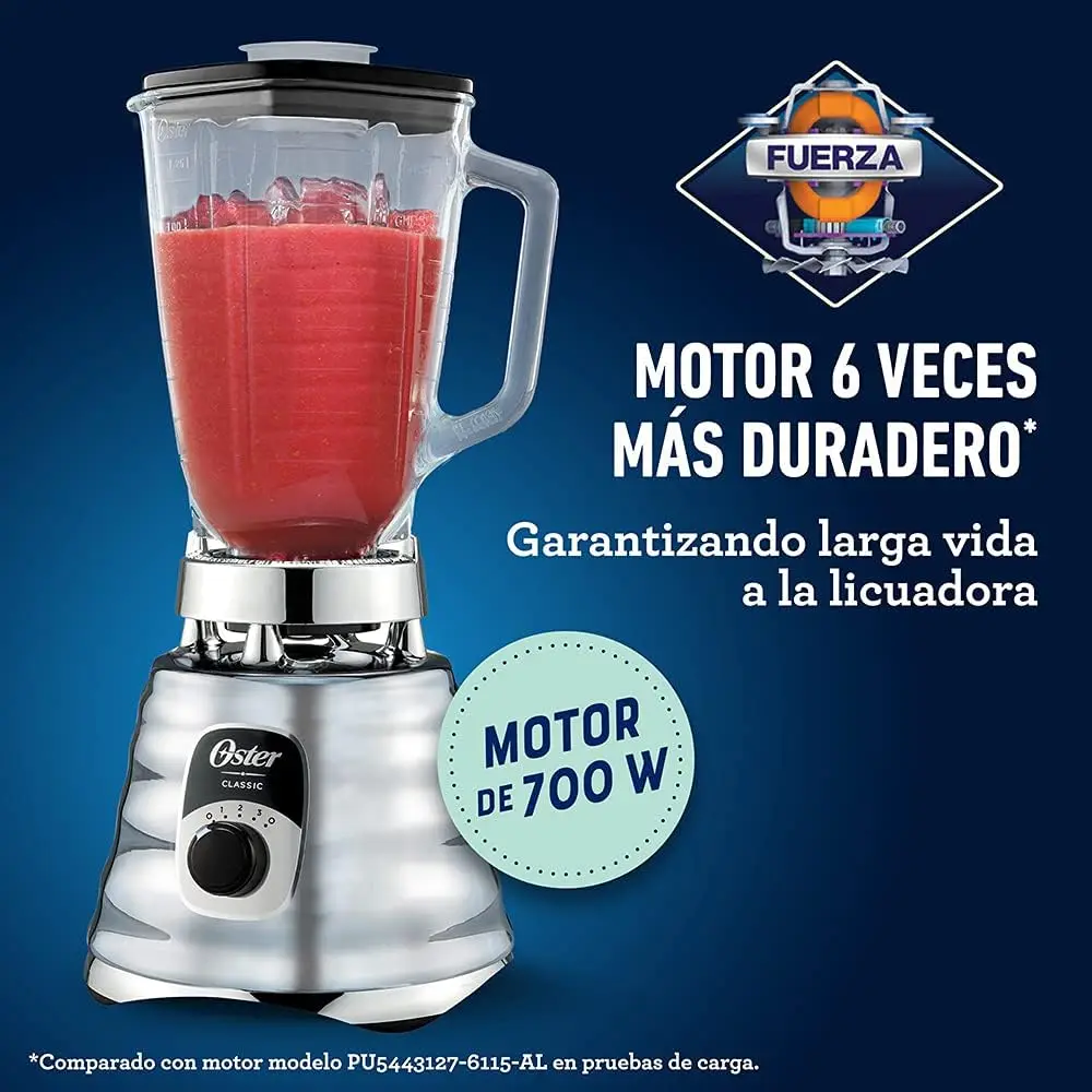 Original 3 Speed Chrome Blender, 6 Times more Durable Motor, 10 Times Stronger, 5 Cup Glass Jar