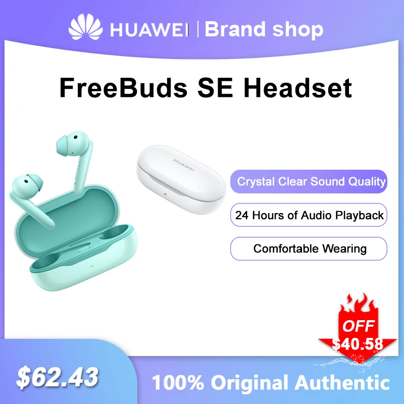 

Huawei FreeBuds SE Wireless Bluetooth Headset Clear Sound Quality In-Ear Headphones 24 Hours of Audio Playback Sport Earphone