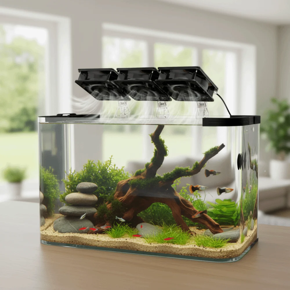 Adjustable Angle Aquarium Cooling Fan Variable Speed Fast Cooling Fish Tank Fan Quiet USB Fish Tank Cooler Reptile Terrarium